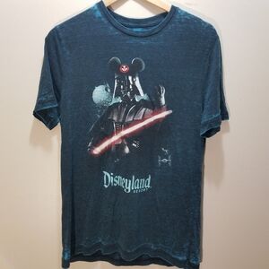 Star Wars Blue Darth Vader Mickey Ears T-Shirt Men's Large Disneyland Burnout